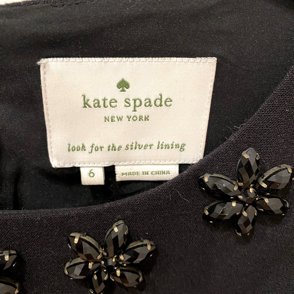 KATE SPADE Jeweled Beaded Neckline Floral Black Dress size 6 - Picture 1 of 12